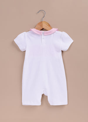 Le Pur BioKool Baby Romper – White & Pink Smocked Heart Design - LE PUR!