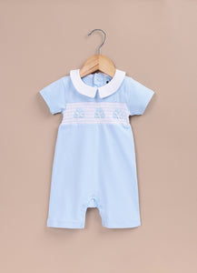 BioKool Cotton Classic Collar Romper – Light Blue