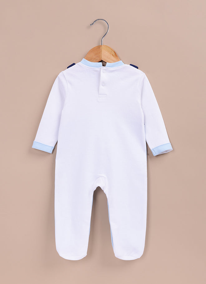 Le Pur BioKool Baby Boy Romper with Suspender & Bow Tie Design – Blue & White - LE PUR!