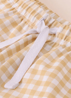 TENCEL™ T-Shirt & Gingham Shorts Set- Blue & Beige - LE PUR!