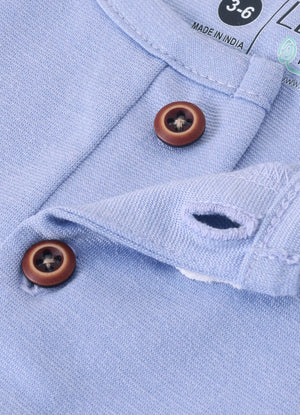 TENCEL™ T-Shirt & Gingham Shorts Set- Blue & Beige - LE PUR!