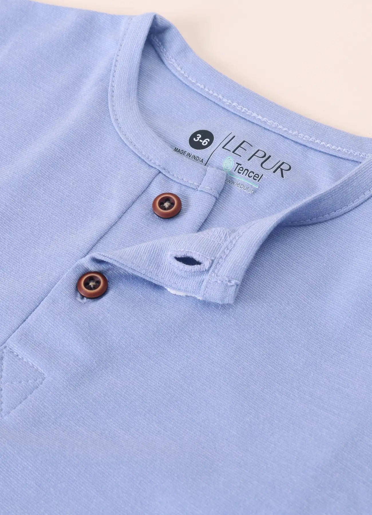 TENCEL™ T-Shirt & Gingham Shorts Set- Blue & Beige - LE PUR!