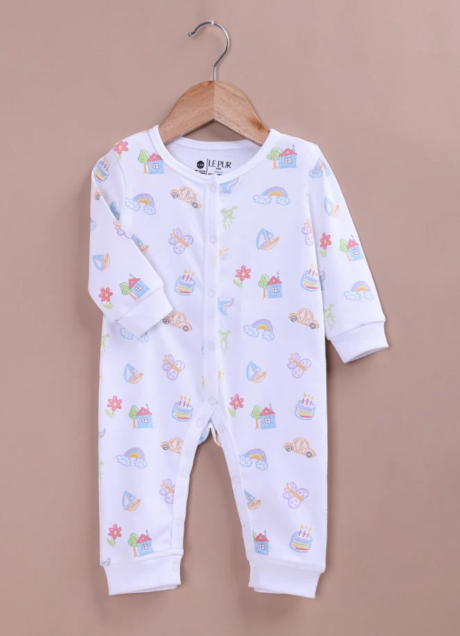 BioCool Baby Full Sleeve Romper – Pack of 2 Soft Cotton Onesies Pink and White