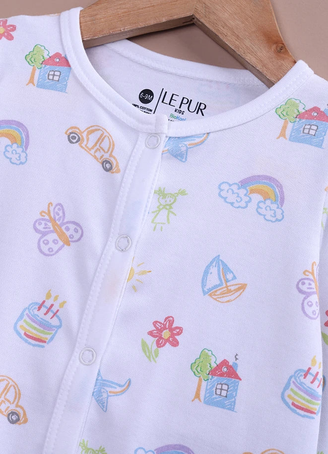 BioCool Baby Full Sleeve Romper – Pack of 2 Soft Cotton Onesies Pink and White