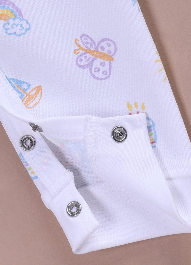 BioCool Baby Full Sleeve Romper – Pack of 2 Soft Cotton Onesies Pink and White