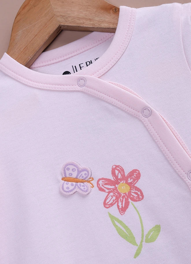 BioCool Baby Full Sleeve Romper – Pack of 2 Soft Cotton Onesies Pink and White