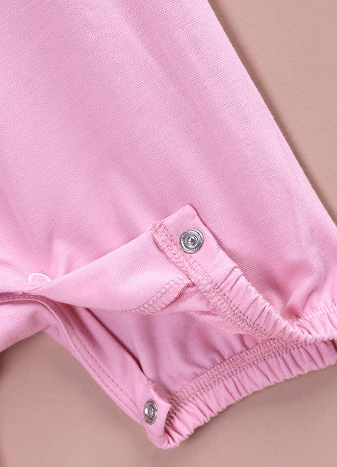 Baby Girl Stancel Fabric Romper | Soft Flutter Sleeve Onesie with Front Snap Buttons