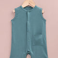Tencel Fabric Green Colour Romper Soft Flutter Sleeve Onesie with Front Snap Buttons - LE PUR!