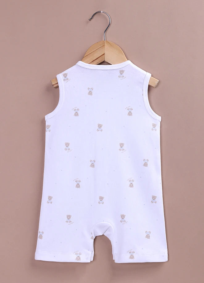 BioCool Baby Sleeveless Romper | Soft Cotton Onesie with Front Snap Buttons & Pocket