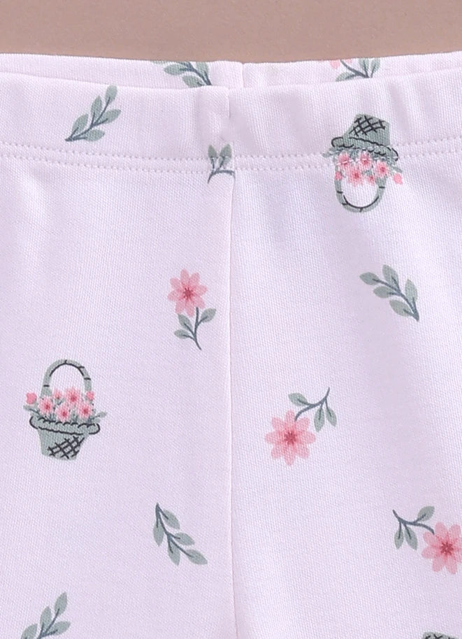 Le Pur BioCool Floral Print Baby Top & Flared Pant Set | Soft Cotton Peplum Nightwear