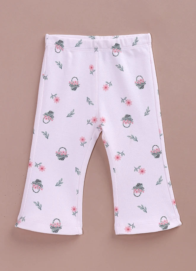 Le Pur BioCool Floral Print Baby Top & Flared Pant Set | Soft Cotton Peplum Nightwear
