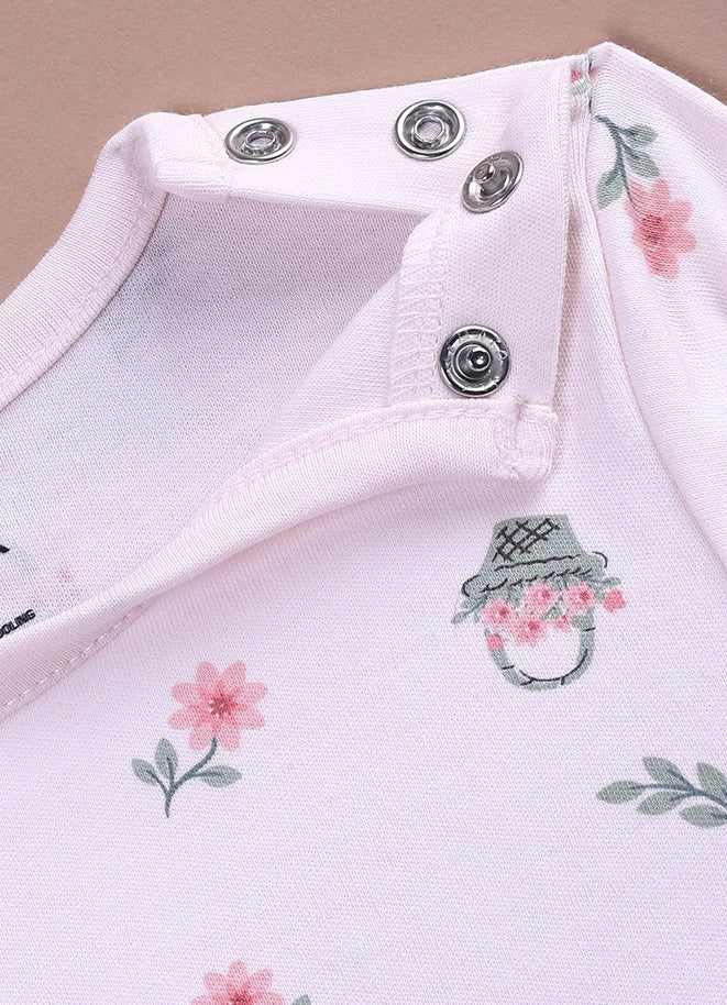 Le Pur BioCool Floral Print Baby Top & Flared Pant Set | Soft Cotton Peplum Nightwear