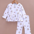Le Pur BioKool Teddy Print Baby Top & Flared Pant Set | Soft Cotton Peplum Nightwear - LE PUR!