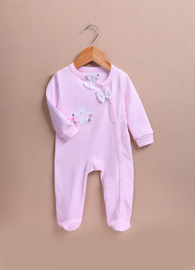 Le Pur Baby Girl Sleepsuit Set of 2 | Biocool Cotton Newborn Clothes | Soft Infant Romper with Bow & Side Snap - LE PUR!