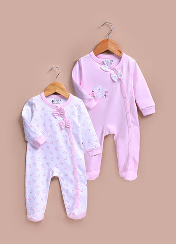 Le Pur Baby Girl Biocool Cotton Sleepsuit Set of 2 Soft Infant Romper - LE PUR!