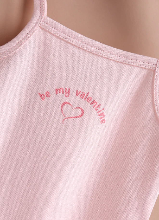 Le Pur Baby Strappy Bodysuit | Soft Cotton Sleeveless Onesie – Valentine Print - LE PUR!