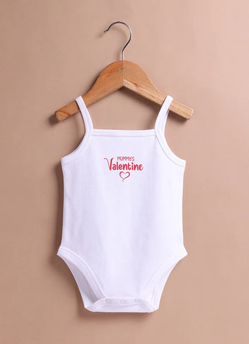 Le Pur Baby Strappy Bodysuit | Soft Cotton Sleeveless Onesie – Mommy’s Valentine Print - LE PUR!