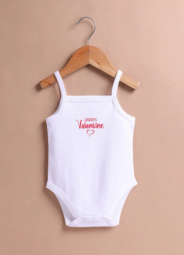 Le Pur Baby Strappy Bodysuit | Soft Cotton Sleeveless Onesie – Daddy’s Valentine Print - LE PUR!