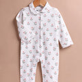 Le Pur Baby Floral Ribbed Sleepsuit | Soft Cotton Full Sleeve Romper with Collar - LE PUR!