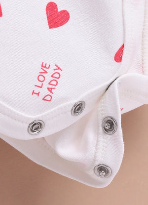 Le Pur Baby Valentine Print Bodysuit | Soft Cotton Full Sleeve Onesie – I Love Mummy & Daddy - LE PUR!