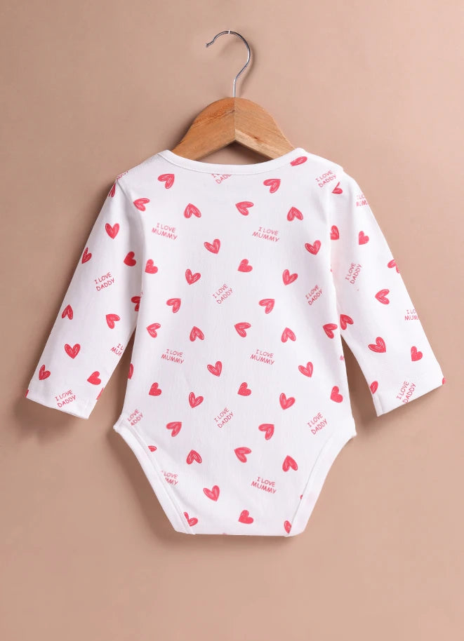 Le Pur Baby Valentine Print Bodysuit | Soft Cotton Full Sleeve Onesie – I Love Mummy & Daddy - LE PUR!