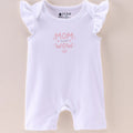 Baby Girls Cotton Frill Sleeve Romper “Mom Is Just Wow” – White - LE PUR!