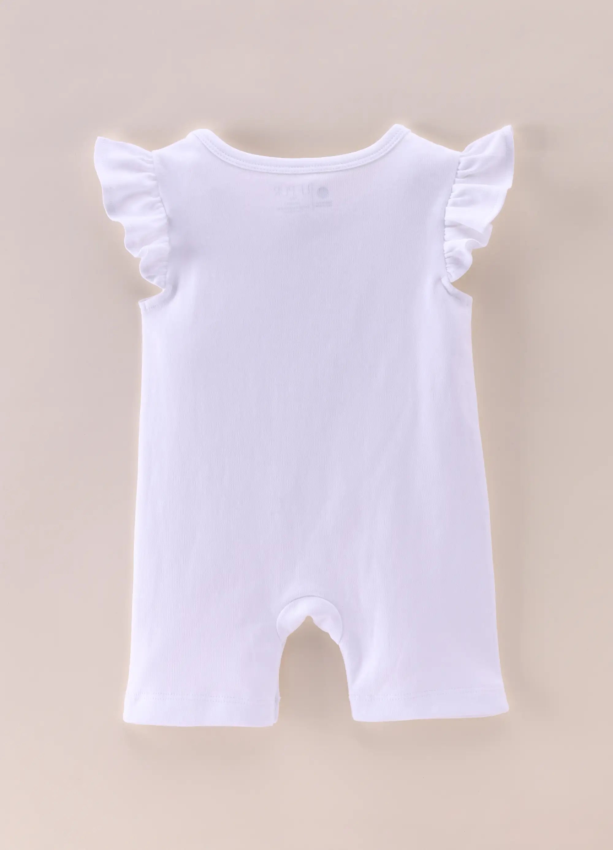 Baby Girls Cotton Frill Sleeve Romper “Mom Is Just Wow” – White - LE PUR!