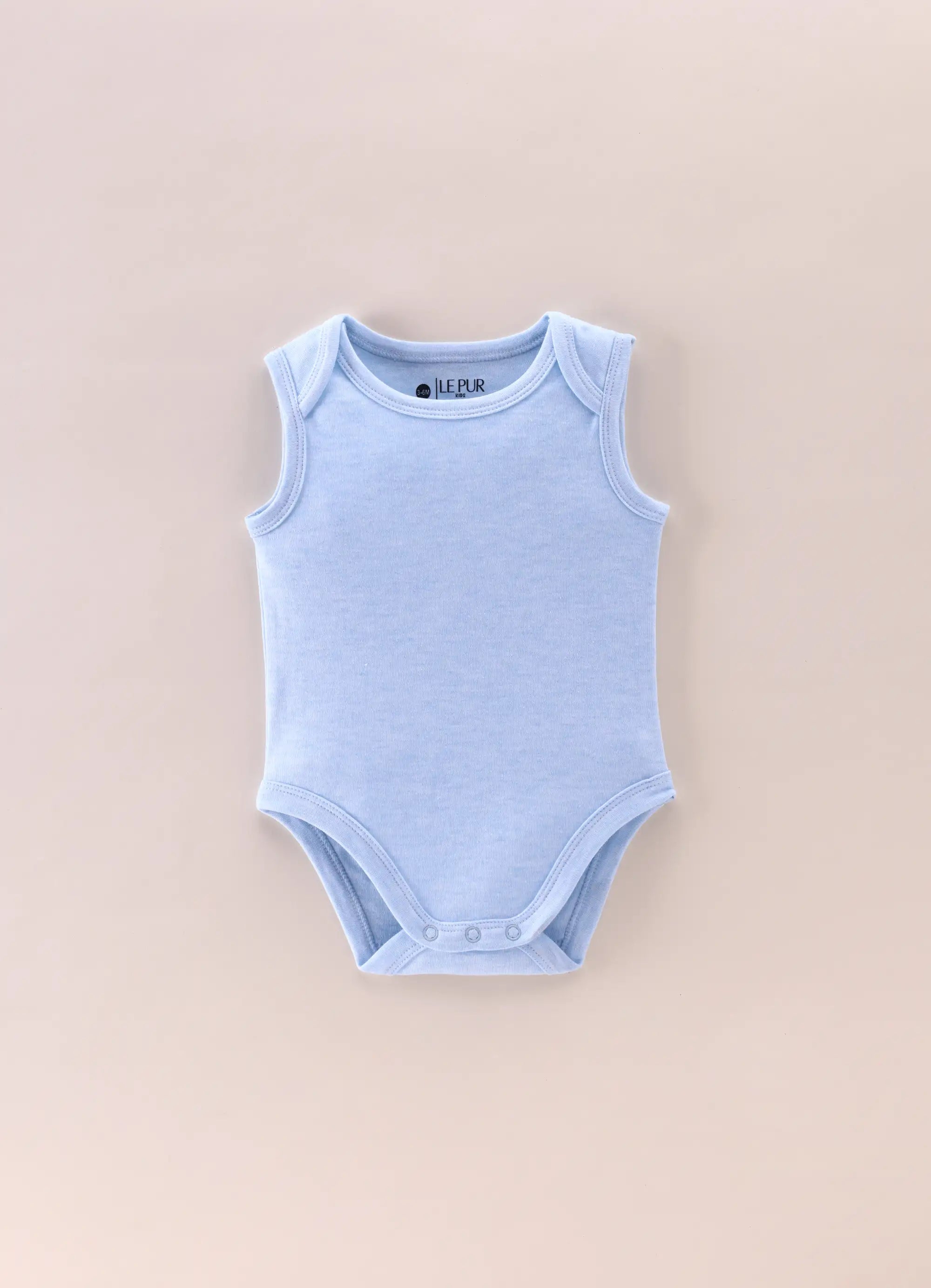 Baby Boys Cotton Sleeveless Bodysuit Set Sky Melange & White – Pack of 2 - LE PUR!