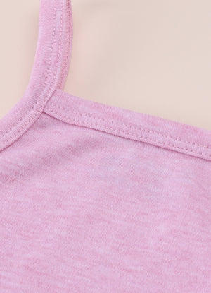 Baby Girls Cotton Strappy Bodysuit Set Pink Melange & White – Pack of 2 - LE PUR!