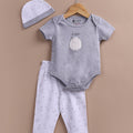 Le Pur BioKool Baby 3-Piece Set – Bodysuit, Pants & Cap (Oh Sheep, Grey & White) - LE PUR!