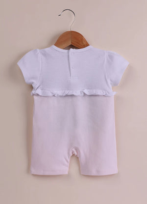 BioKool Baby Girl Romper | Soft Cotton Short Sleeve Onesie with Embroidery & Bow - LE PUR!