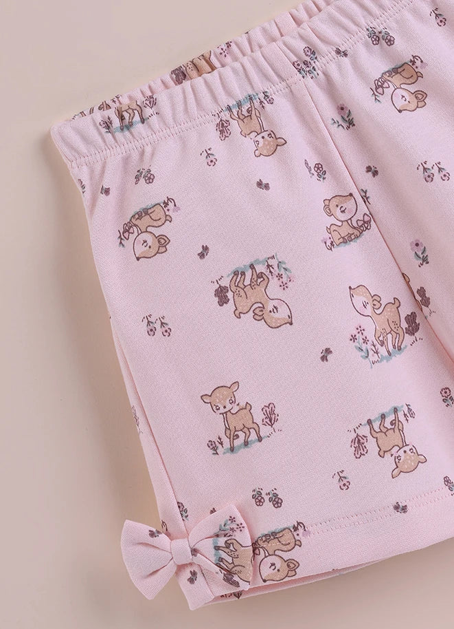 BioKool Cotton Collar Top & Shorts Set - Pink - LE PUR!