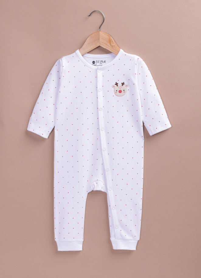 Le Pur Biocool Baby Sleepsuit | Soft Cotton Full Sleeve Romper with Reindeer Embroidery - LE PUR!