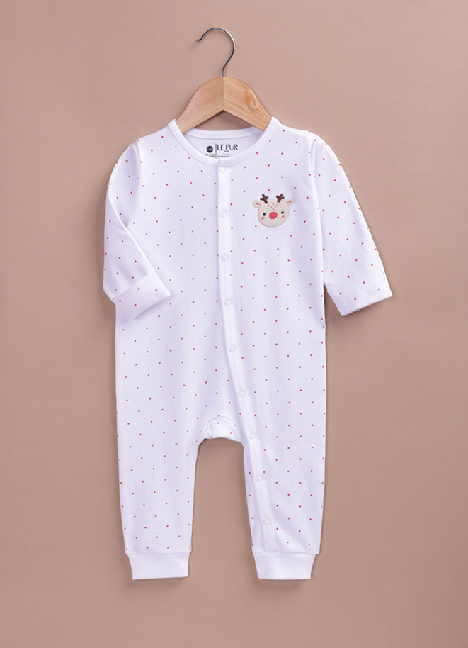 Le Pur Biocool Baby Sleepsuit | Soft Cotton Full Sleeve Romper with Reindeer Embroidery - LE PUR!