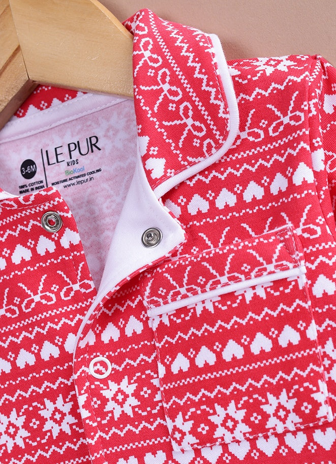 Le Pur BioCool Christmas Printed Cotton Winter Baby Romper - LE PUR!