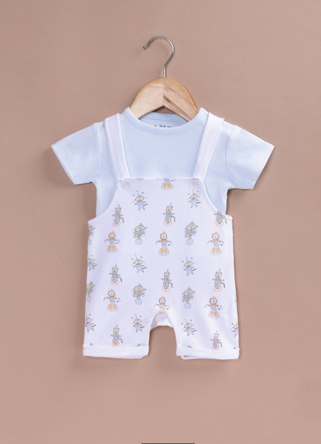 Le Pur BioKool Baby Dungaree Set | Soft Cotton T-Shirt & Printed Dungaree Outfit - LE PUR!
