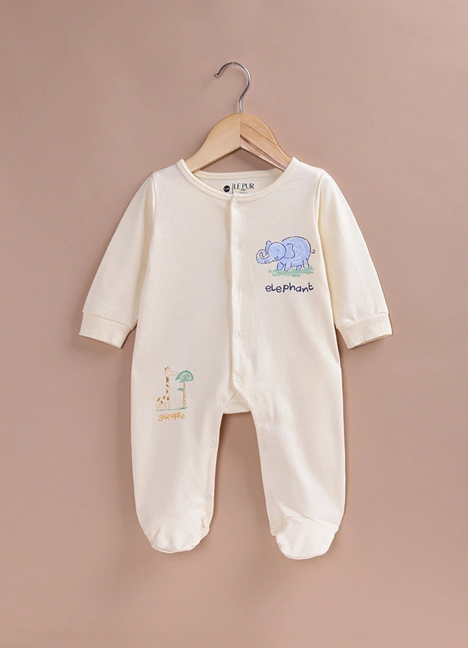 Le Pur BioCool Baby Embroidered Sleepsuit | Soft Cotton Footed Romper - LE PUR!
