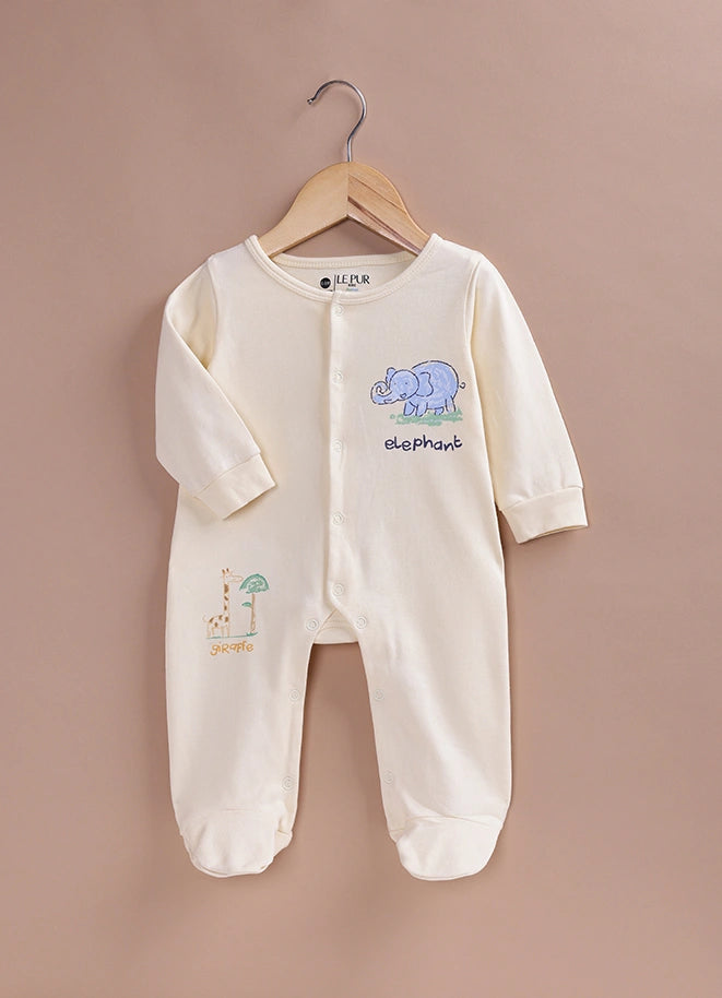 Le Pur BioCool Baby Embroidered Sleepsuit | Soft Cotton Footed Romper - LE PUR!