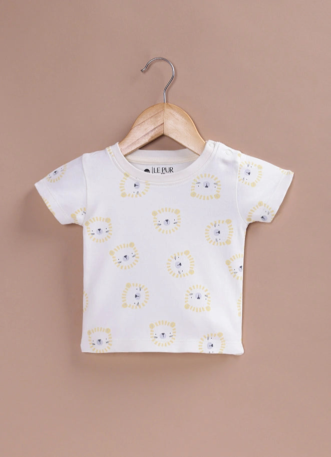 Le Pur BioKool Baby Dungaree Set | Soft Cotton Lion Applique Dungaree with Printed T-Shirt - LE PUR!