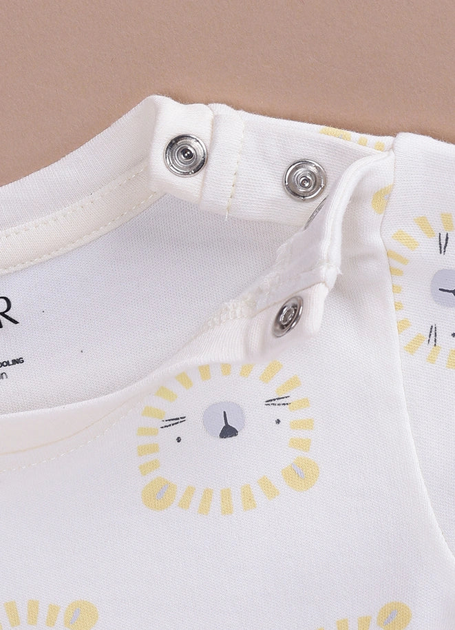 Le Pur BioKool Baby Dungaree Set | Soft Cotton Lion Applique Dungaree with Printed T-Shirt - LE PUR!