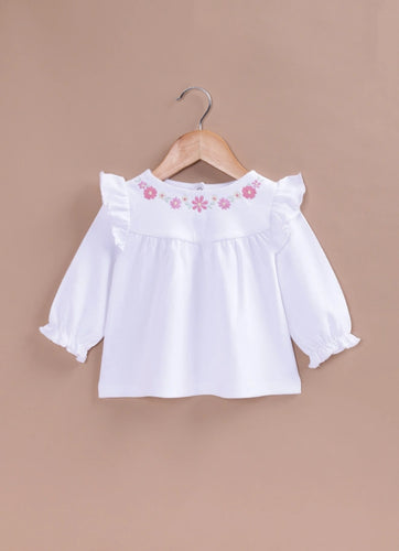 Le Pur BioCool Baby Girl Embroidered Dress | Soft Cotton Long Sleeve Ruffle Dress - LE PUR!
