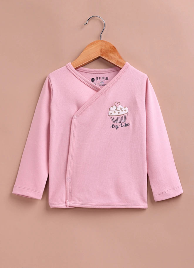 Le Pur BioCool Baby Wrap Top & Footed Pant Set | Soft Cotton Cupcake Print Nightwear