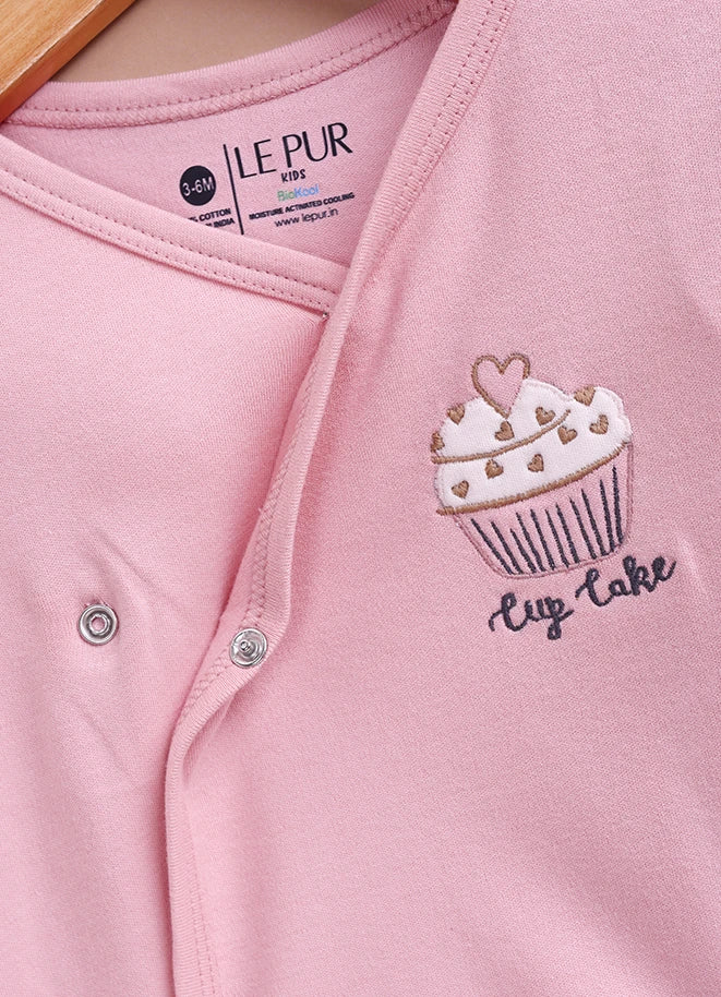 Le Pur BioCool Baby Wrap Top & Footed Pant Set | Soft Cotton Cupcake Print Nightwear