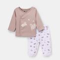 BioKool Cotton Kimono Top with Footed Pant- Brown and White - LE PUR!