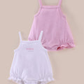 Baby Girls Cotton Strappy Bodysuit Set Pink Melange & White – Pack of 2 - LE PUR!