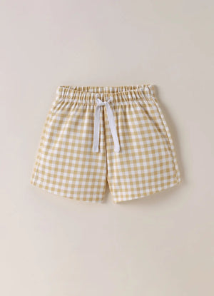 TENCEL™ T-Shirt & Gingham Shorts Set- Blue & Beige - LE PUR!