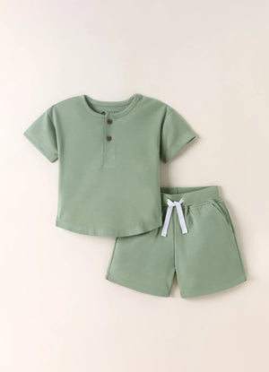 TENCEL™ T-Shirt and Shorts Set- Sage Green - LE PUR!