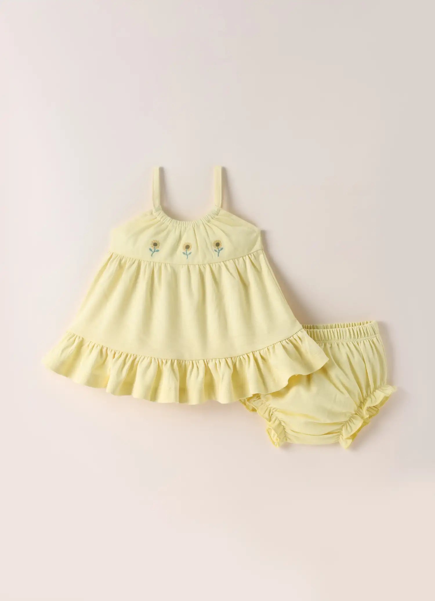 TENCEL™ Floral Dress with Bloomers Set- Yellow