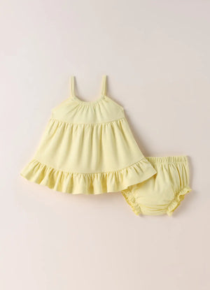TENCEL™ Floral Dress with Bloomers Set- Yellow - LE PUR!