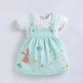 BioWash Cotton Pinafore Dress with Printed Bodysuit- Mint Green - LE PUR!
